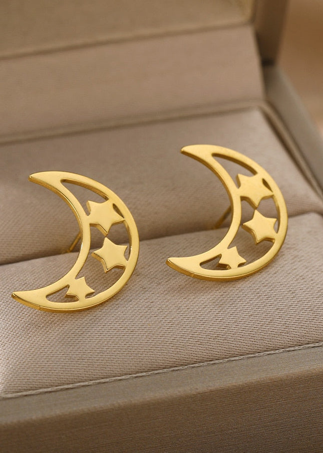 Adeline Earrings | Gold Half Moon Stud Earrings - Gold - Earrings