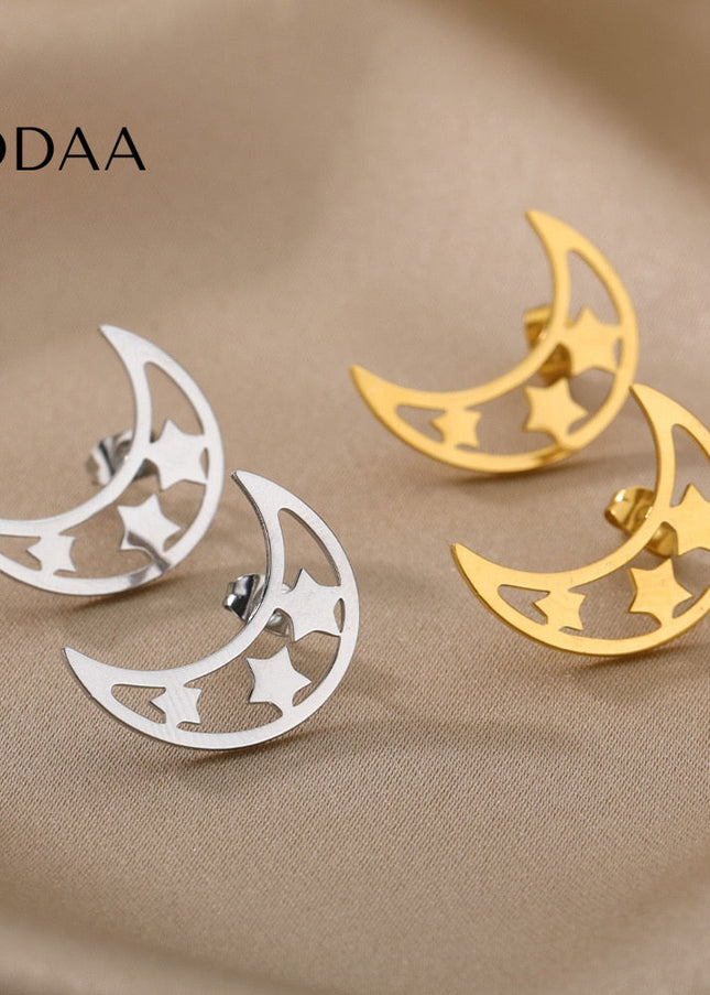 Adeline Earrings | Gold Half Moon Stud Earrings - Silver - Earrings