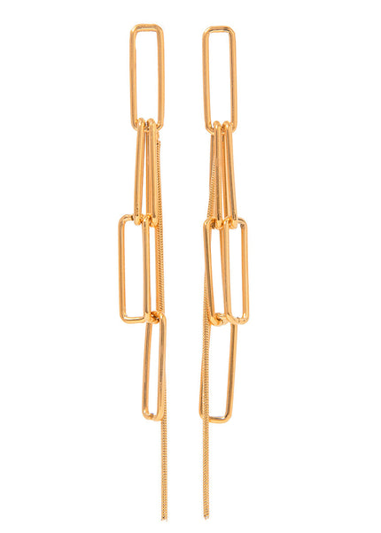 Jieding European and American stainless steel tassel earrings high-end niche earrings titanium steel 18k gold electroplated ear jewelry cross-border