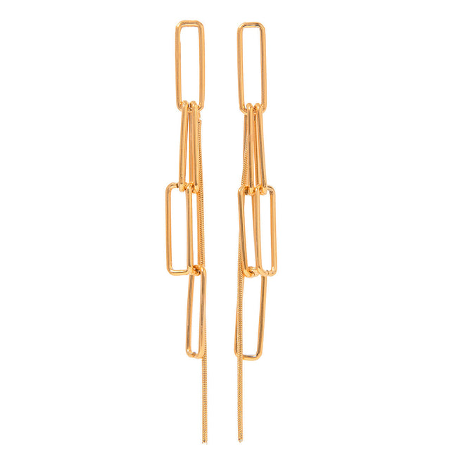 Jieding European and American stainless steel tassel earrings high-end niche earrings titanium steel 18k gold electroplated ear jewelry cross-border