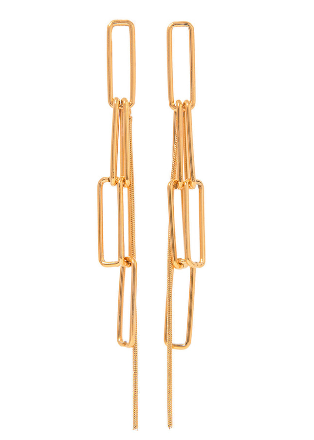Jieding European and American stainless steel tassel earrings high-end niche earrings titanium steel 18k gold electroplated ear jewelry cross-border