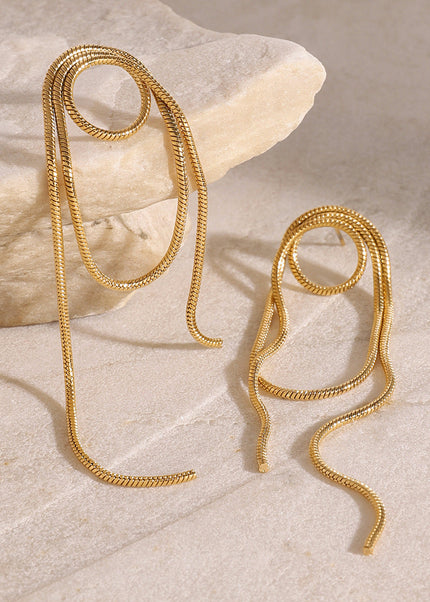 Jieding European and American stainless steel tassel earrings high-end niche ins earrings titanium steel earrings cross-border earrings