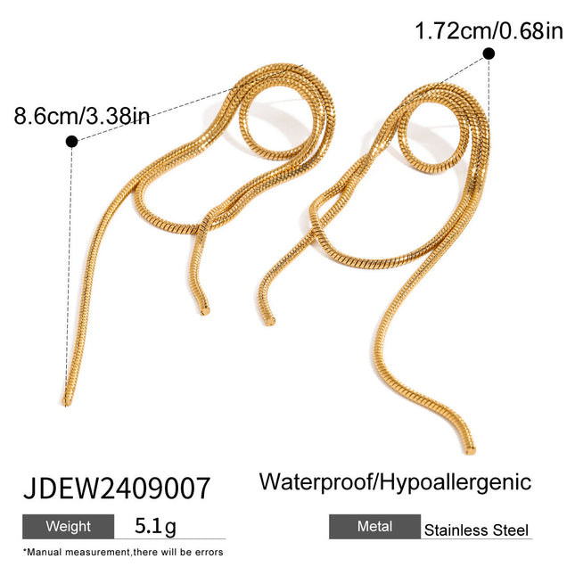 Jieding European and American stainless steel tassel earrings high-end niche ins earrings titanium steel earrings cross-border earrings