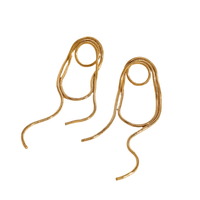 Jieding European and American stainless steel tassel earrings high-end niche ins earrings titanium steel earrings cross-border earrings