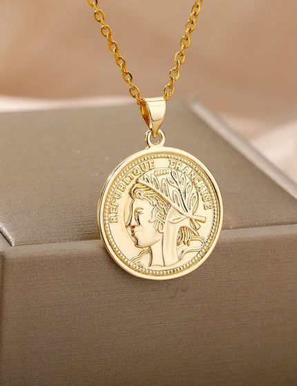 Adorer Pendant Necklace | Gold Coin - Gold - Necklaces