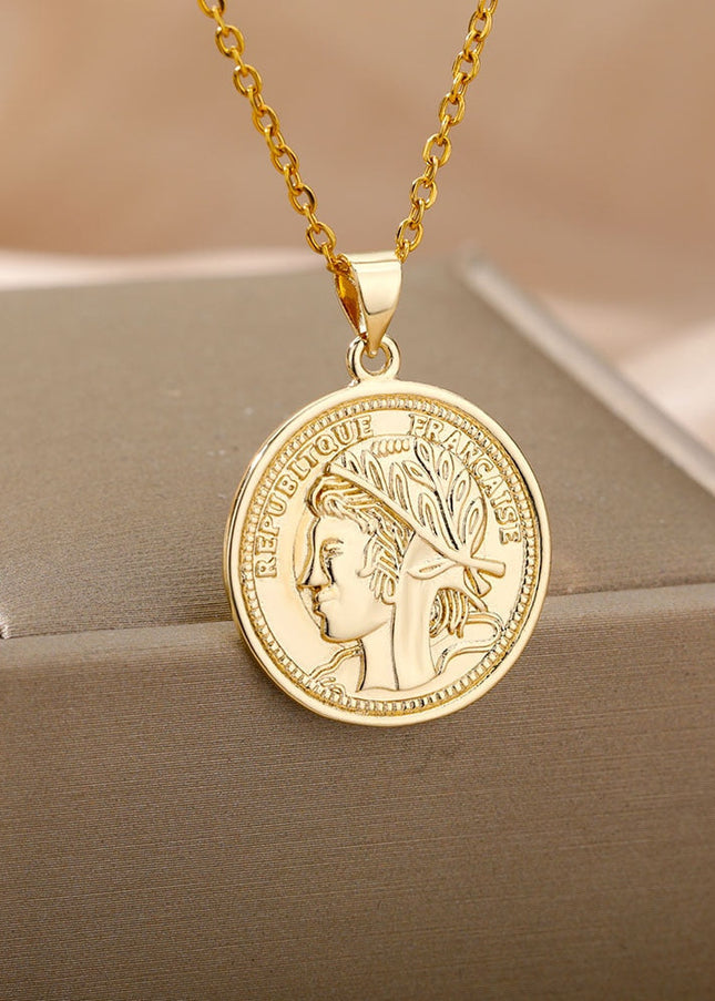 Adorer Pendant Necklace | Gold Coin - Gold - Necklaces