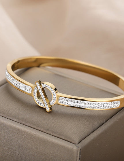 Affaire Bracelet | Gold Zirconia Luxury Bangle - Gold - Bracelets