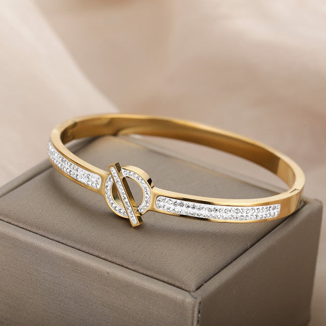 Affaire Bracelet | Gold Zirconia Luxury Bangle - Gold - Bracelets