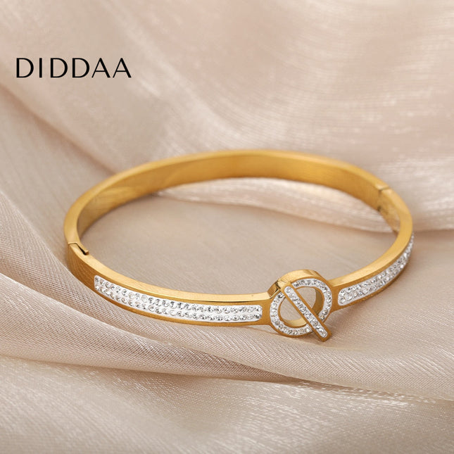 Affaire Bracelet | Gold Zirconia Luxury Bangle - Gold - Bracelets