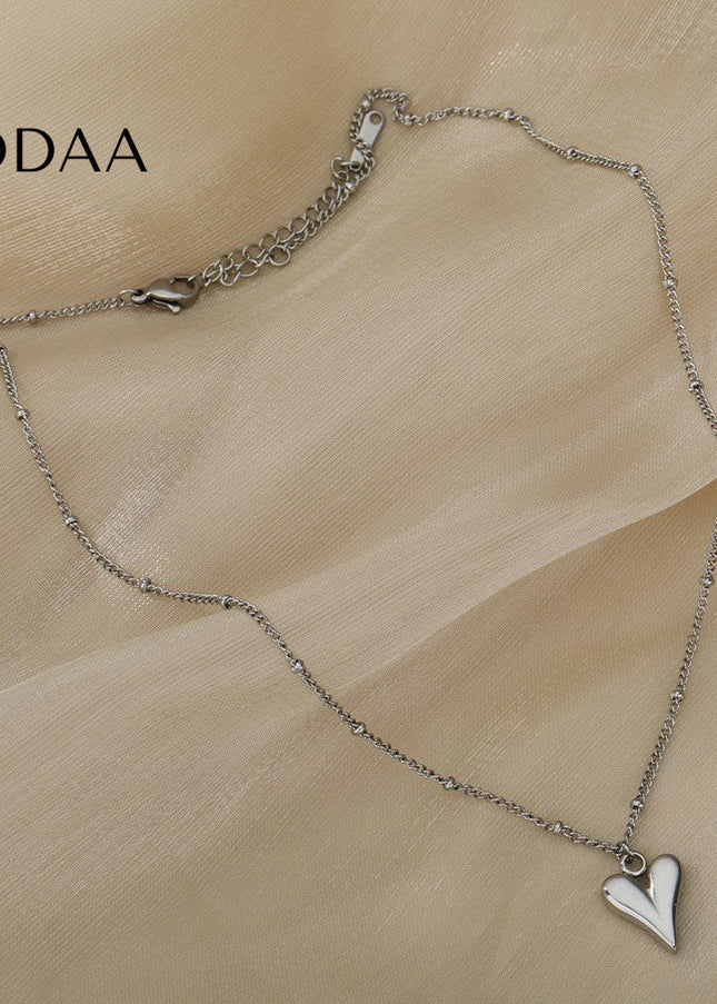 Alister Pendant Necklace | Silver Love Heart Slim Chain - SIlver - Necklaces