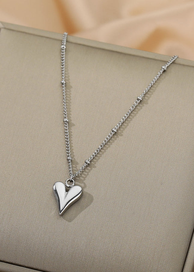 Alister Pendant Necklace | Silver Love Heart Slim Chain - SIlver - Necklaces