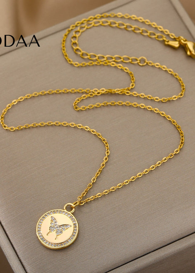 Allie Pendant Necklace | Gold Zirconia Butterfly - Necklaces