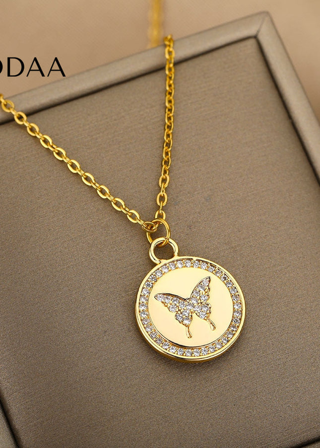 Allie Pendant Necklace | Gold Zirconia Butterfly - Necklaces