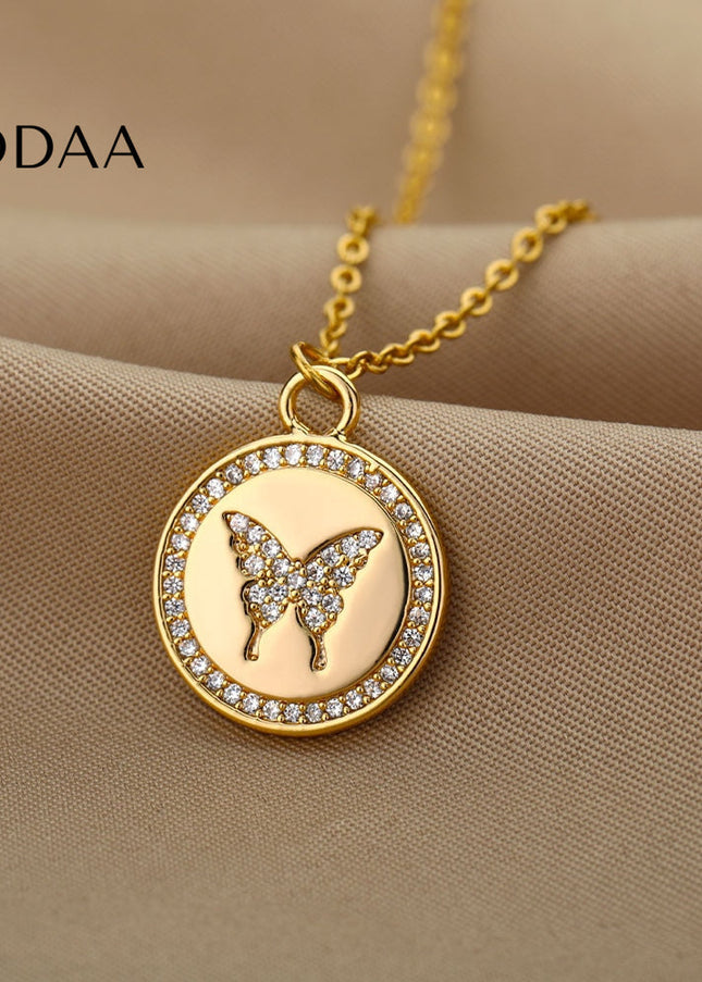 Allie Pendant Necklace | Gold Zirconia Butterfly - Necklaces