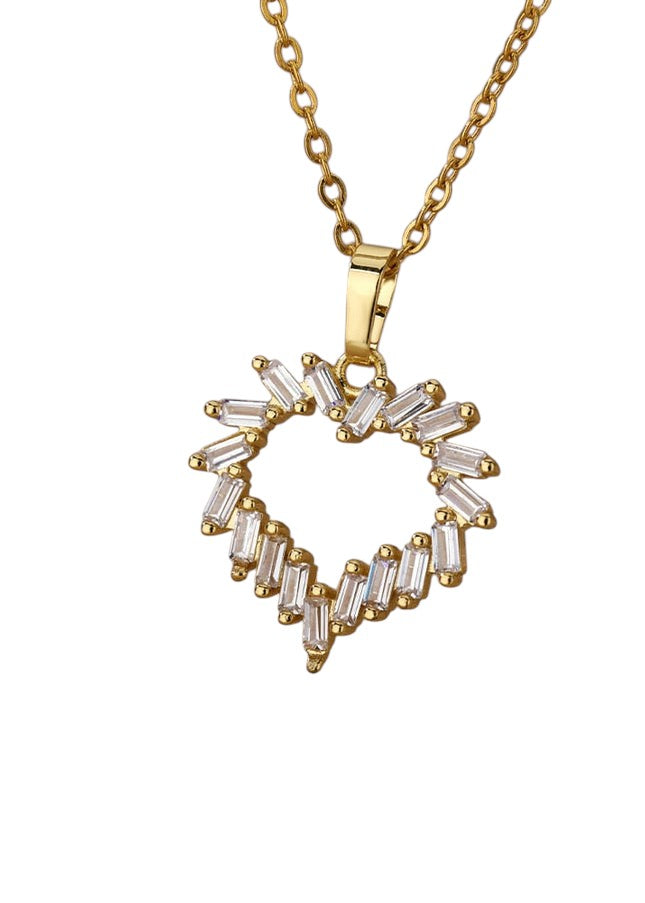 Amis Pendant Necklace | Gold Statement Zirconia Love Heart