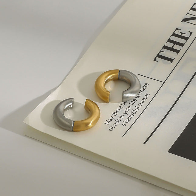 Jieding European and American titanium steel non-hole ear bone clip earrings, light luxury, high-end earrings, non-fading jewelry, stainless steel cross-border