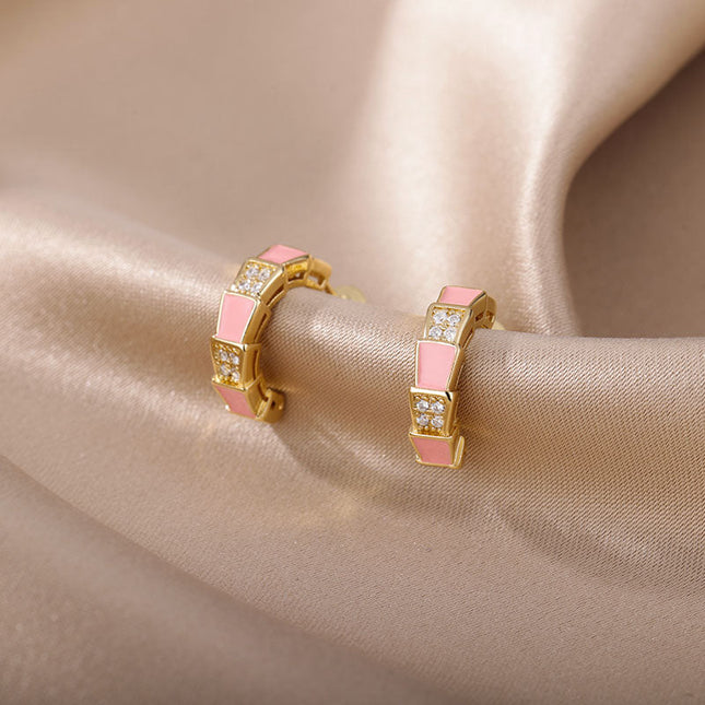 House of Shakespeare 14K Gold Plated Earrings Andorra Earrings | Gold Yellow Zirconia Hoop Earrings