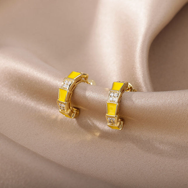 House of Shakespeare 14K Gold Plated Earrings Andorra Earrings | Gold Yellow Zirconia Hoop Earrings