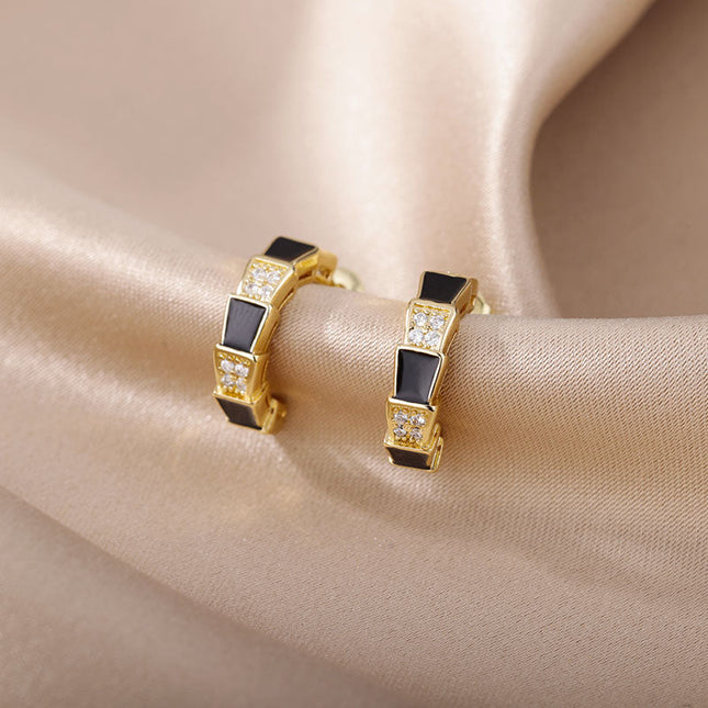 House of Shakespeare 14K Gold Plated Earrings Andorra Earrings | Gold Yellow Zirconia Hoop Earrings