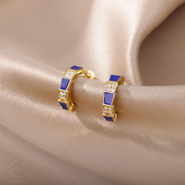 House of Shakespeare 14K Gold Plated Earrings Andorra Earrings | Gold Yellow Zirconia Hoop Earrings