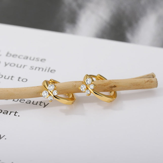 Andrea Earrings | Gold Butterfly Animal Zirconia Hoop Earrings