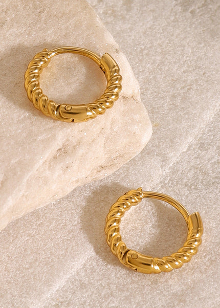 Jieding European and American stainless steel 18k gold twist braided earrings, geometric hollow earrings, daily simple and versatile accessories