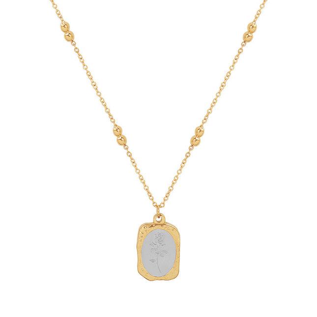 French ins cold wind light luxury magic mirror rose necklace female simple trend titanium steel plated 18K real gold clavicle chain