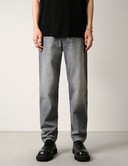 Anthracite Micro Cone Stretch Loose Straight Leg Jeans - 28 / Grey - Men’s Jeans