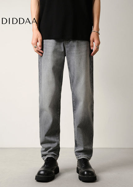 Anthracite Micro Cone Stretch Loose Straight Leg Jeans - Men’s Jeans