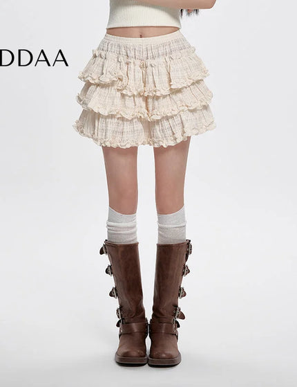 Apricot High Waist A-Line Puffy Summer Skirt for Women - S / Apricot - Skirts