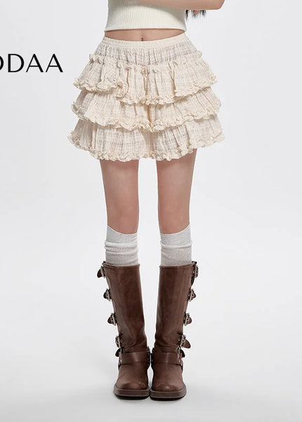Apricot High Waist A-Line Puffy Summer Skirt for Women - S / Apricot - Skirts