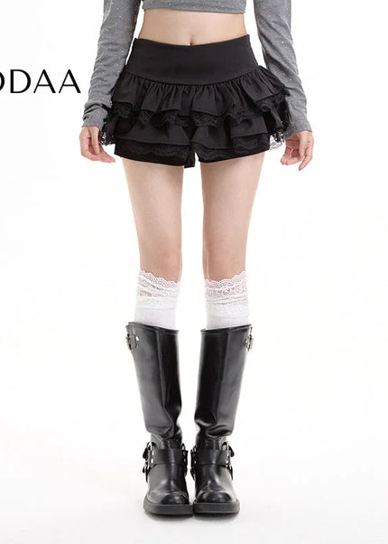 Apricot High-Waisted A-Line Puffy Skirt for Women - S / Black - Skirts
