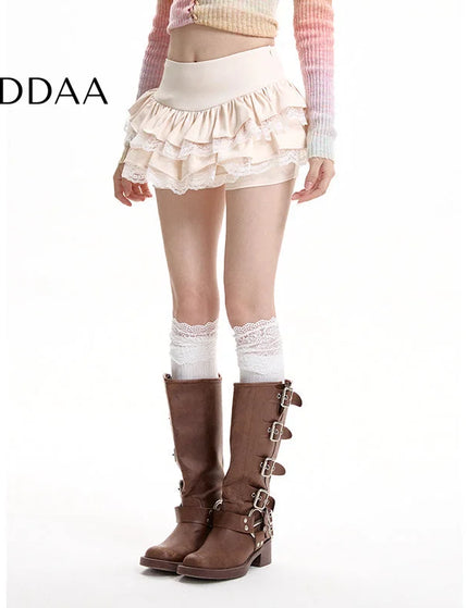 Apricot High-Waisted A-Line Puffy Skirt for Women - S / Apricot - Skirts
