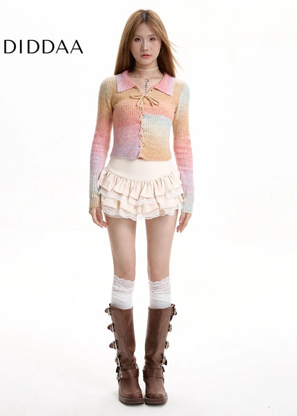 Apricot High-Waisted A-Line Puffy Skirt for Women - Skirts