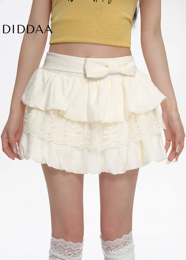 Apricot High-Waisted Pleated A-Line Skirt for Women - Skirts