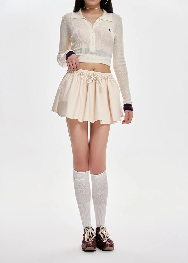 Apricot High-Waisted Slim A-Line Skirt for Women - Skirts