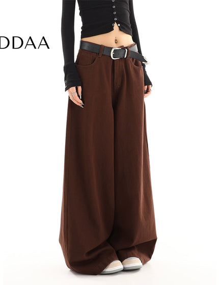 Apricot High-Waisted Wide-Leg Jeans for Women - S / Brown - Women’s Jeans