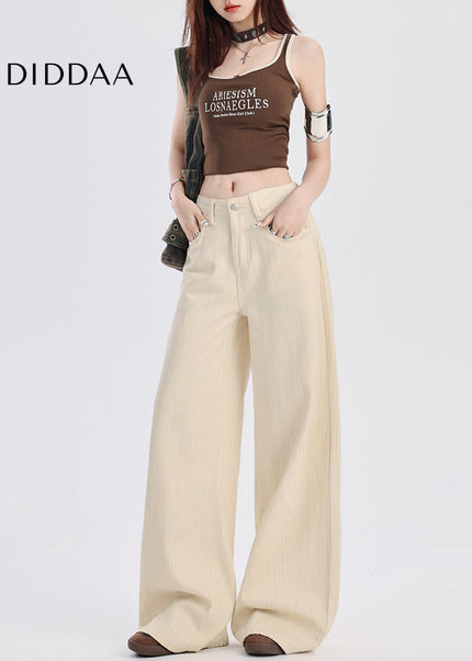 Apricot Striped Wide-Leg Pants Women’s Slim Jeans 2025 - Women’s Jeans