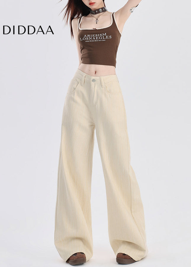 Apricot Striped Wide-Leg Pants Women’s Slim Jeans 2025 - Women’s Jeans