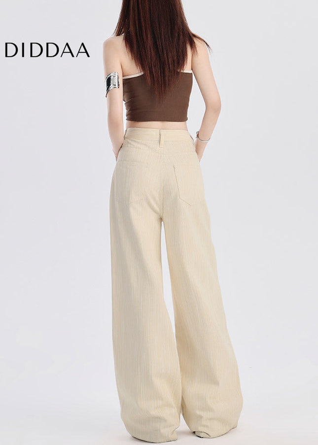 Apricot Striped Wide-Leg Pants Women’s Slim Jeans 2025 - Women’s Jeans