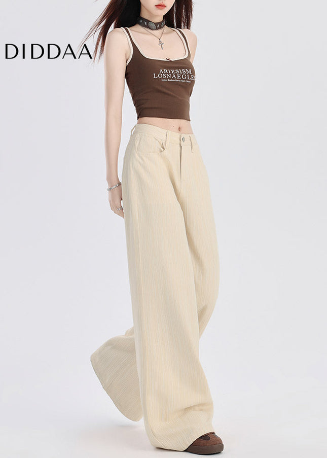 Apricot Striped Wide-Leg Pants Women’s Slim Jeans 2025 - Women’s Jeans