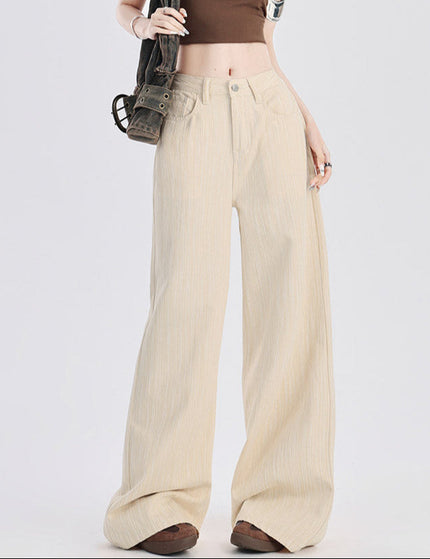Apricot Striped Wide-Leg Pants Women’s Slim Jeans 2025 - Women’s Jeans
