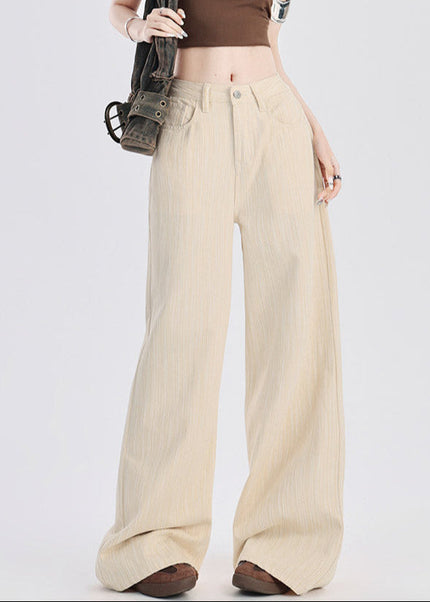 Apricot Striped Wide-Leg Pants Women’s Slim Jeans 2025 - Women’s Jeans