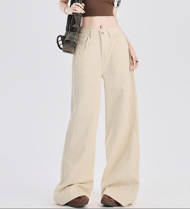 Apricot Striped Wide-Leg Pants Women’s Slim Jeans 2025 - Women’s Jeans