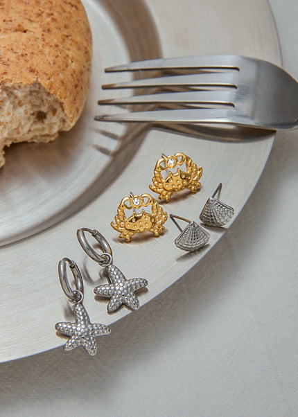 Jieding European and American three pairs of earrings, stainless steel earrings, earrings, women's design sense is niche, and titanium steel jewelry cross-border