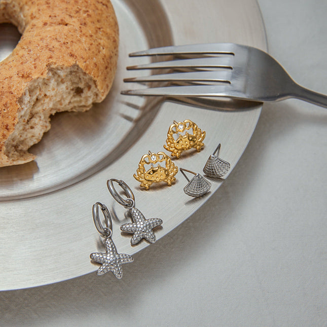 Jieding European and American three pairs of earrings, stainless steel earrings, earrings, women's design sense is niche, and titanium steel jewelry cross-border