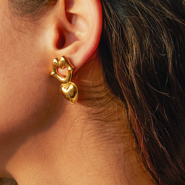 INS New 18k Gold Stainless Steel Lip Love Stud Earrings Jewelry Fashion Personality Ladies Gift Stainless Steel Jewelry