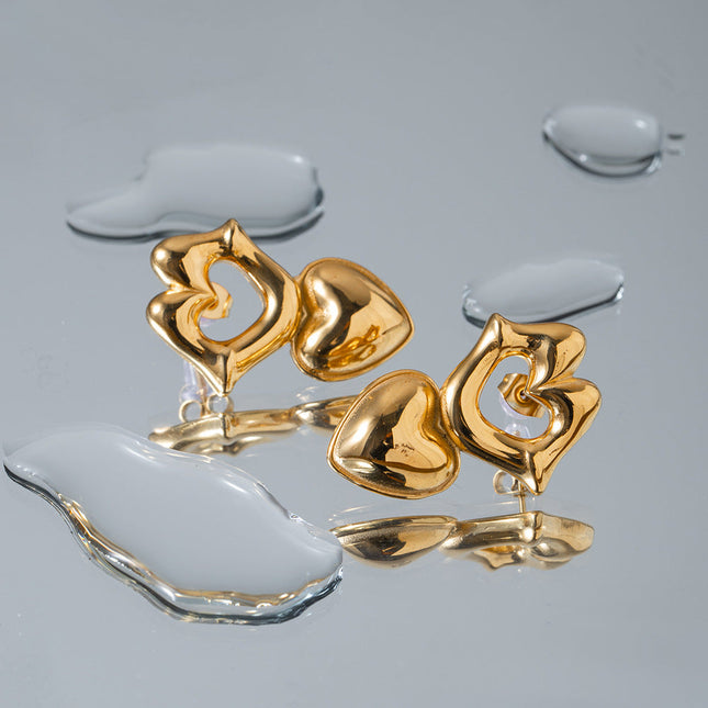 INS New 18k Gold Stainless Steel Lip Love Stud Earrings Jewelry Fashion Personality Ladies Gift Stainless Steel Jewelry