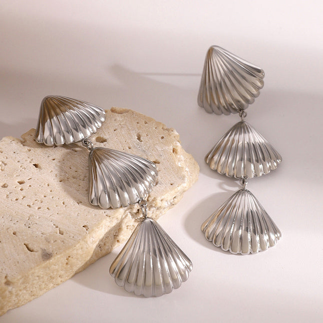 Jieding European and American stainless steel shell earrings pendant high-quality ins stud earrings titanium steel non-fading ear jewelry cross-border