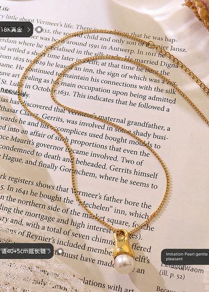 Special-shaped design, water droplet, imitation baroque pearl necklace, textured pearl clavicle chain, titanium steel jewelry, P542